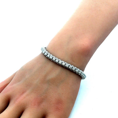 Designer 14K White Gold Round Diamond Open Work Statement Tennis Bracelet