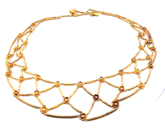 Designer Stephen Dweck 925 Sterling Silver Vermeil Diamond Floral Statement Necklace