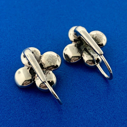 Designer 925 Sterling Silver Poppy Magnolia Textured Flower Drop Dangle Earrings