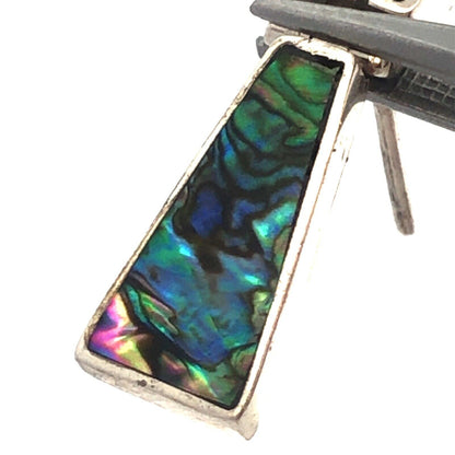 Vintage 925 Sterling Silver Abalone Modernist Rectangle Drop Stud Earrings