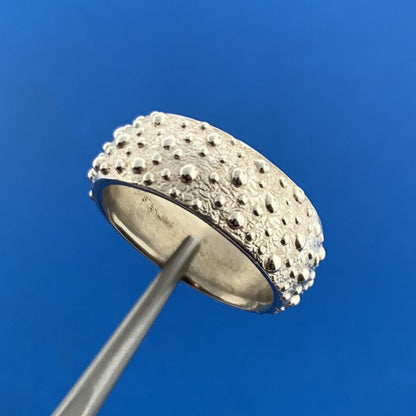 Designer 925 Sterling Silver Textured Bumpy Bead Wide Cigar Band Ring