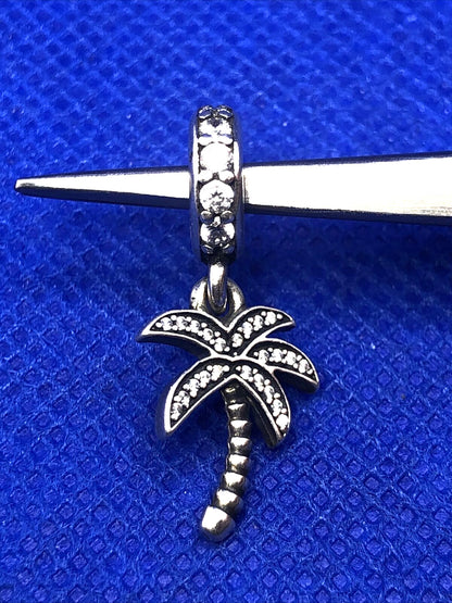 Pandora ALE 925 Sterling Silver Cubic Zirconia CZ 791540 Palm Tree Dangle Charm