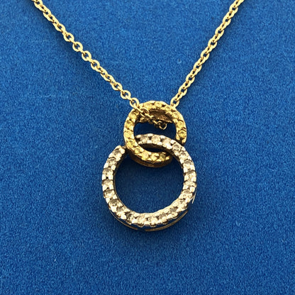 Designer 14K Yellow White Gold Canary & White Diamond Eternity Infinity Necklace