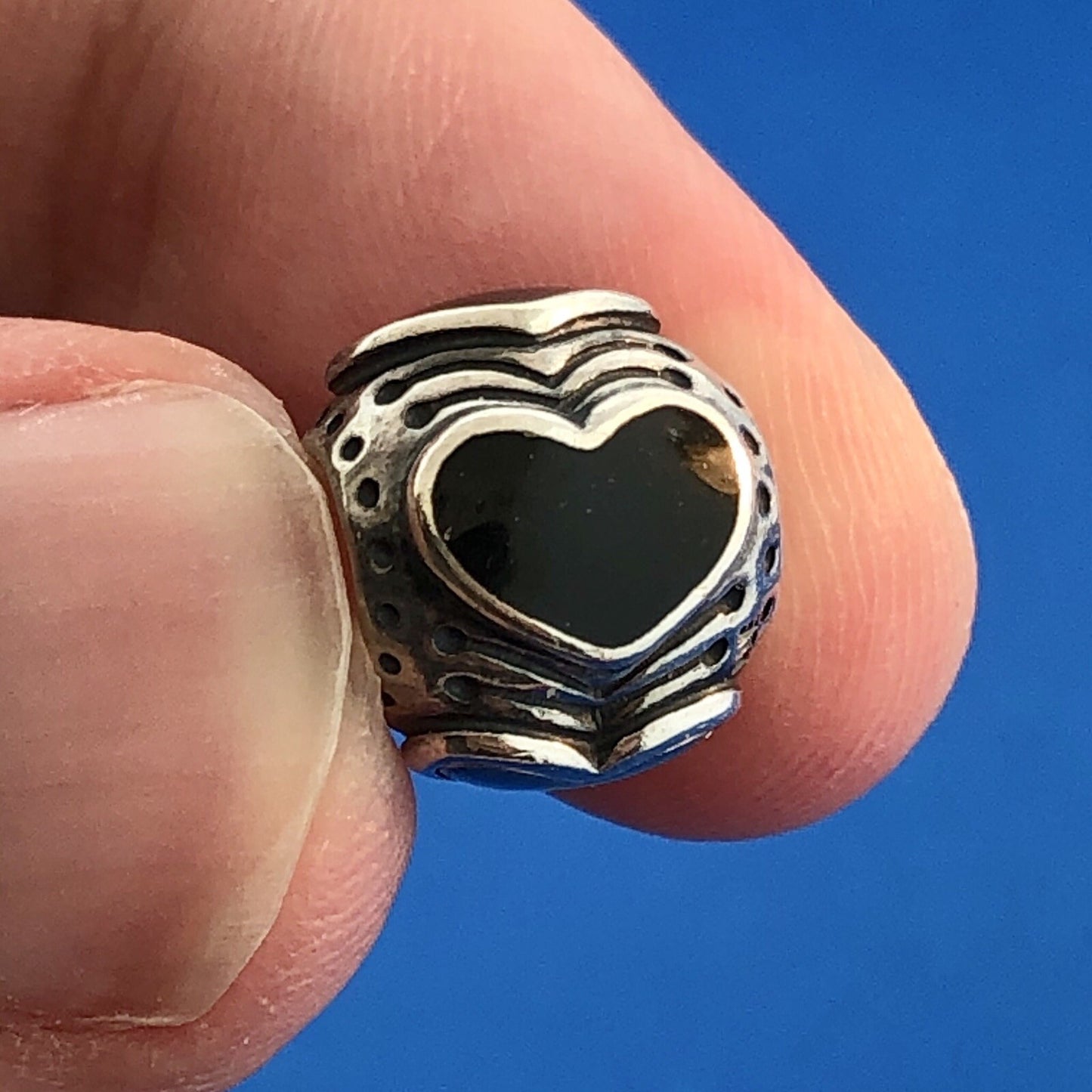 PANDORA Sterling Silver 14K Gold 2011 Limited Edition Midnight Heart Bead Charm