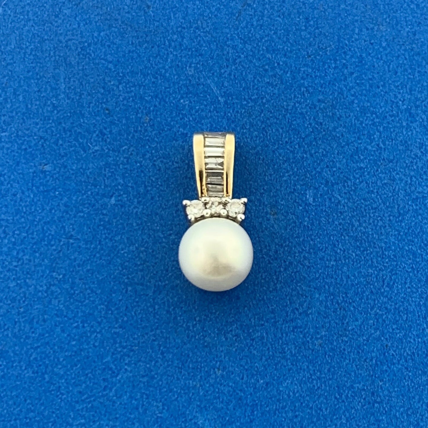 10K Yellow Gold Pearl Diamond June Bridal Anniversary Drop Pendant