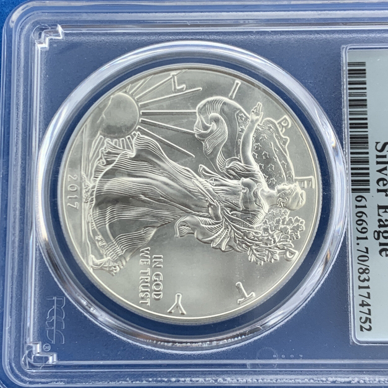 2017 $1 American Silver Eagle 1 oz 999 Fine Silver PCGS MS70 First Strike Coin