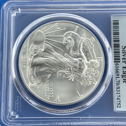 2017 $1 American Silver Eagle 1 oz 999 Fine Silver PCGS MS70 First Strike Coin
