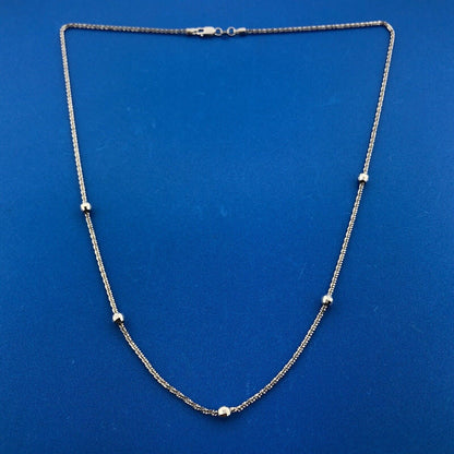 Italy 14K White Gold Twisted Rope Disco Ball Station Necklace