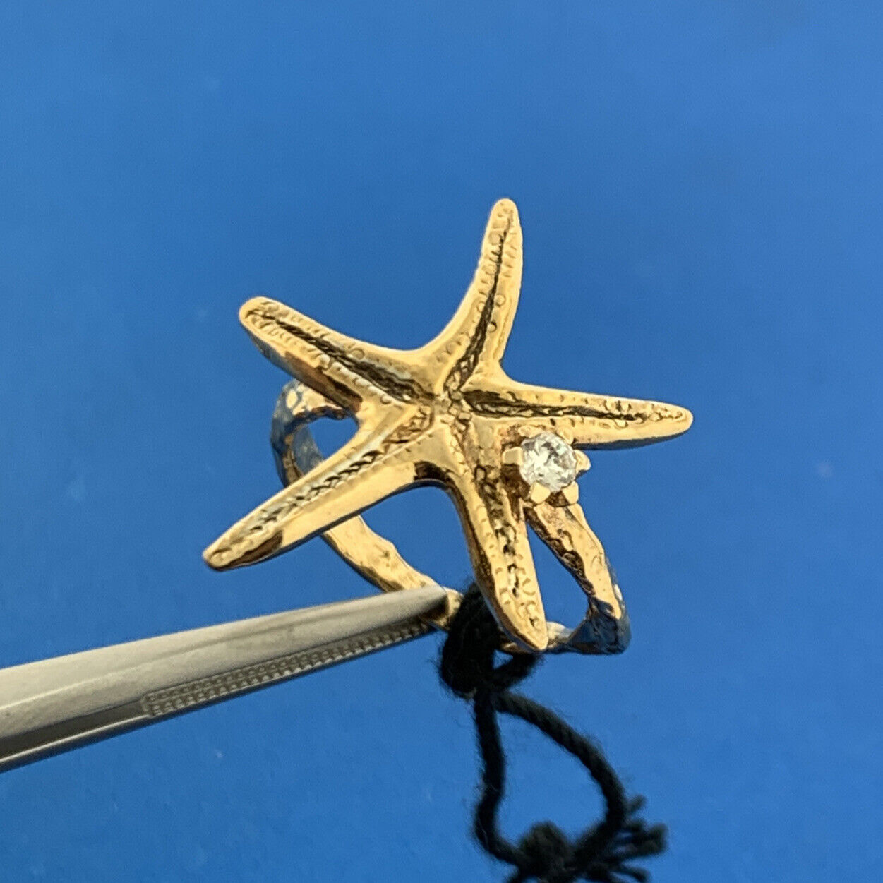 Designer Dyadema Italy 925 Sterling Silver Vermeil Cubic Zirconia Star Fish Ring