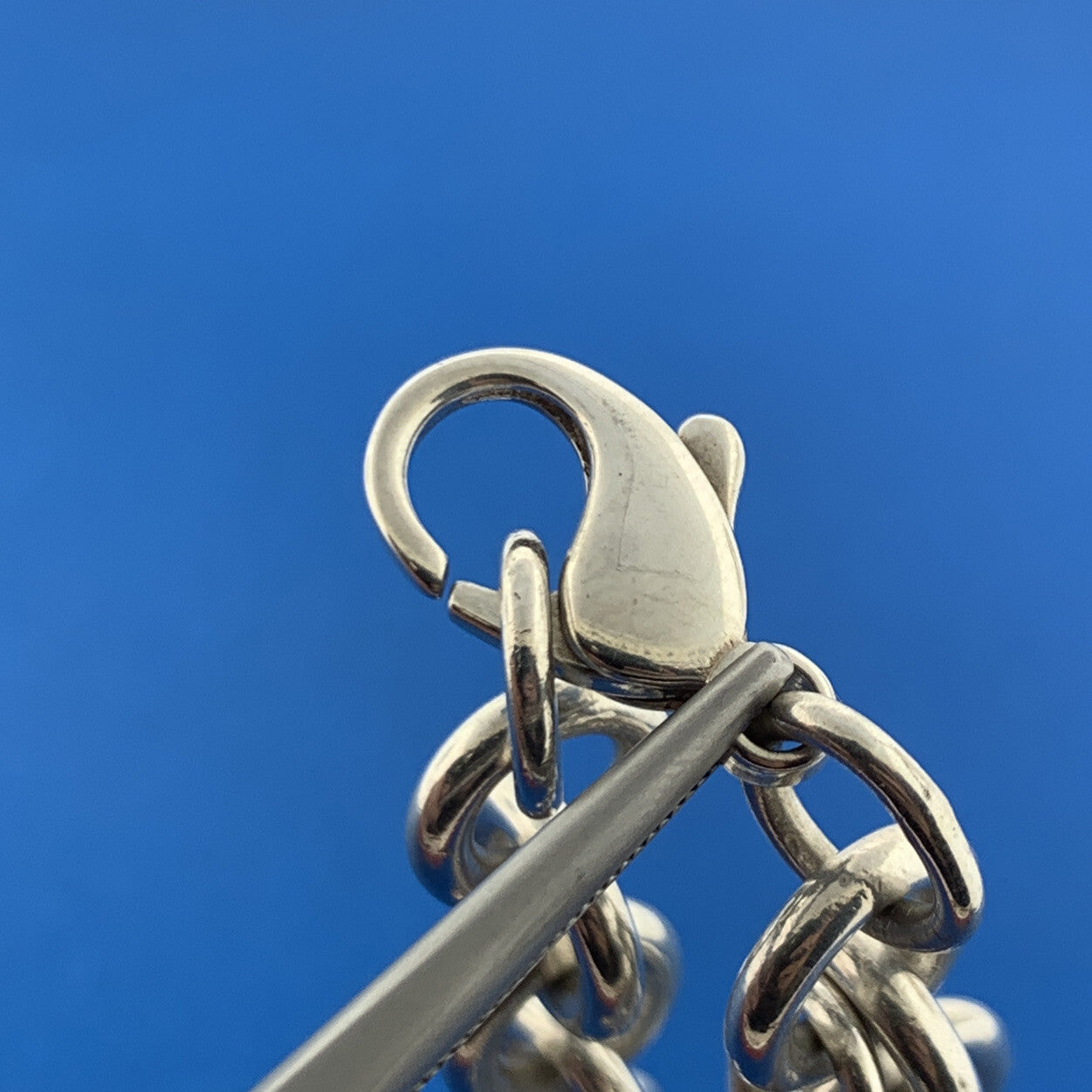 Tiffany & Co 925 Sterling Silver Engravable Heart Tag Rolo Link Bracelet