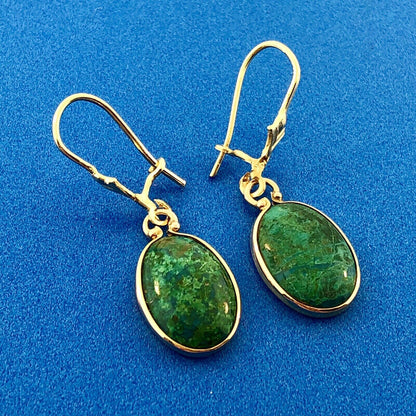 Vintage 14K Yellow Gold Maw Maw Sit Sit Oval Drop Dangle Hook Earrings