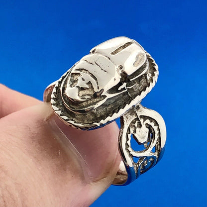 Estate Art Deco Art Nouveau European Marked Sterling Silver Scarab Ring