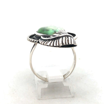 Native American 3 H Shop 925 Sterling Silver Green Turquoise Squash Blossom Ring