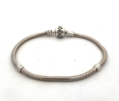 Authentic PANDORA 925 Sterling Silver Barrel Clasp 590702 Snake Charm Bracelet
