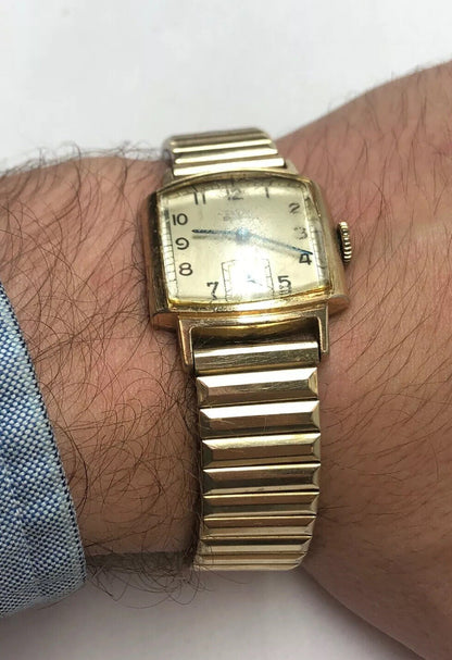 Vintage 1944 Elgin Deluxe Men's Wristwatch 10K Gold Filled E283675 Works