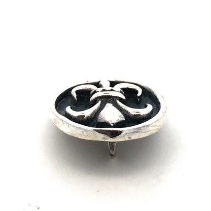 Mexican 925 Sterling Silver Fleur De Lis Oval Pendant