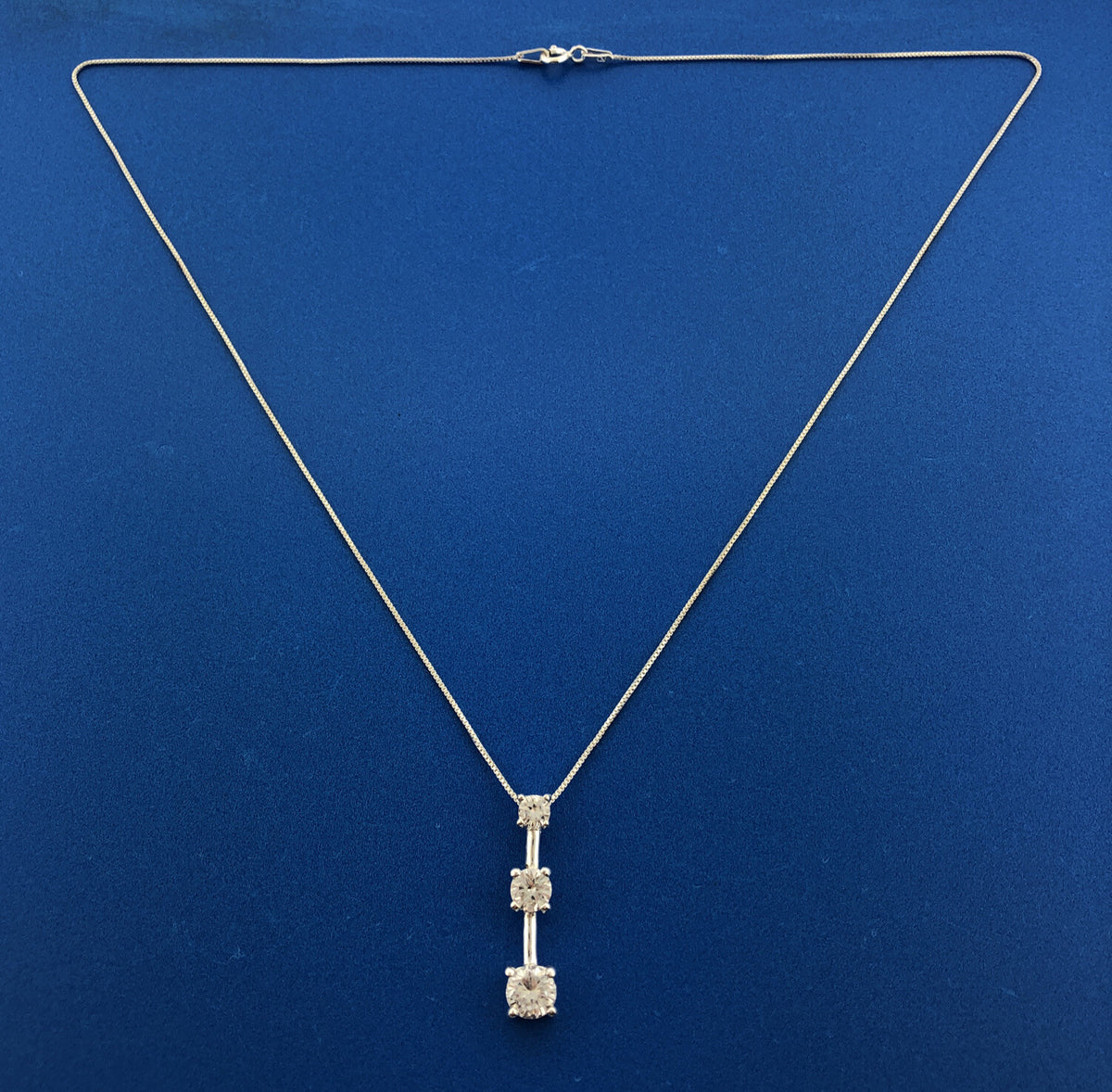 Stunning Sterling Silver Cubic Zirconia CZ Three Stone Journey Pendant Necklace