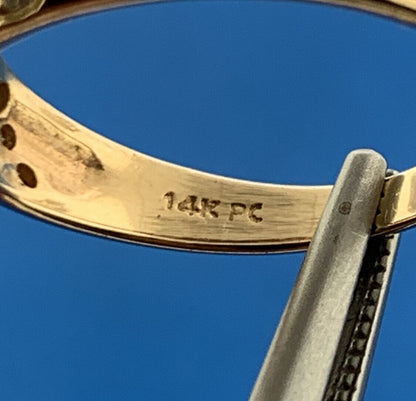 Designer 14K Yellow Gold Ruby Diamond July Wedding Anniversary Tapered Band Ring