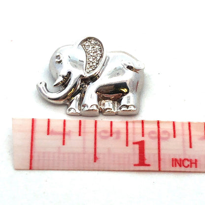 Designer 925 Sterling Silver Round Diamond Elephant Animal Pendant