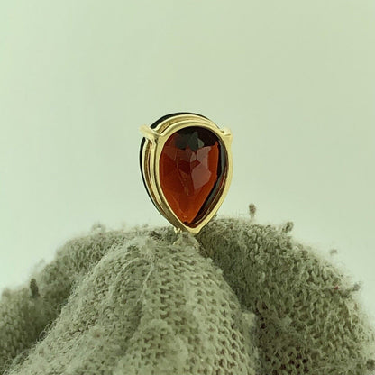 14K Yellow Gold Garnet Pear January Anniversary Drop Dangle Hook Earrings