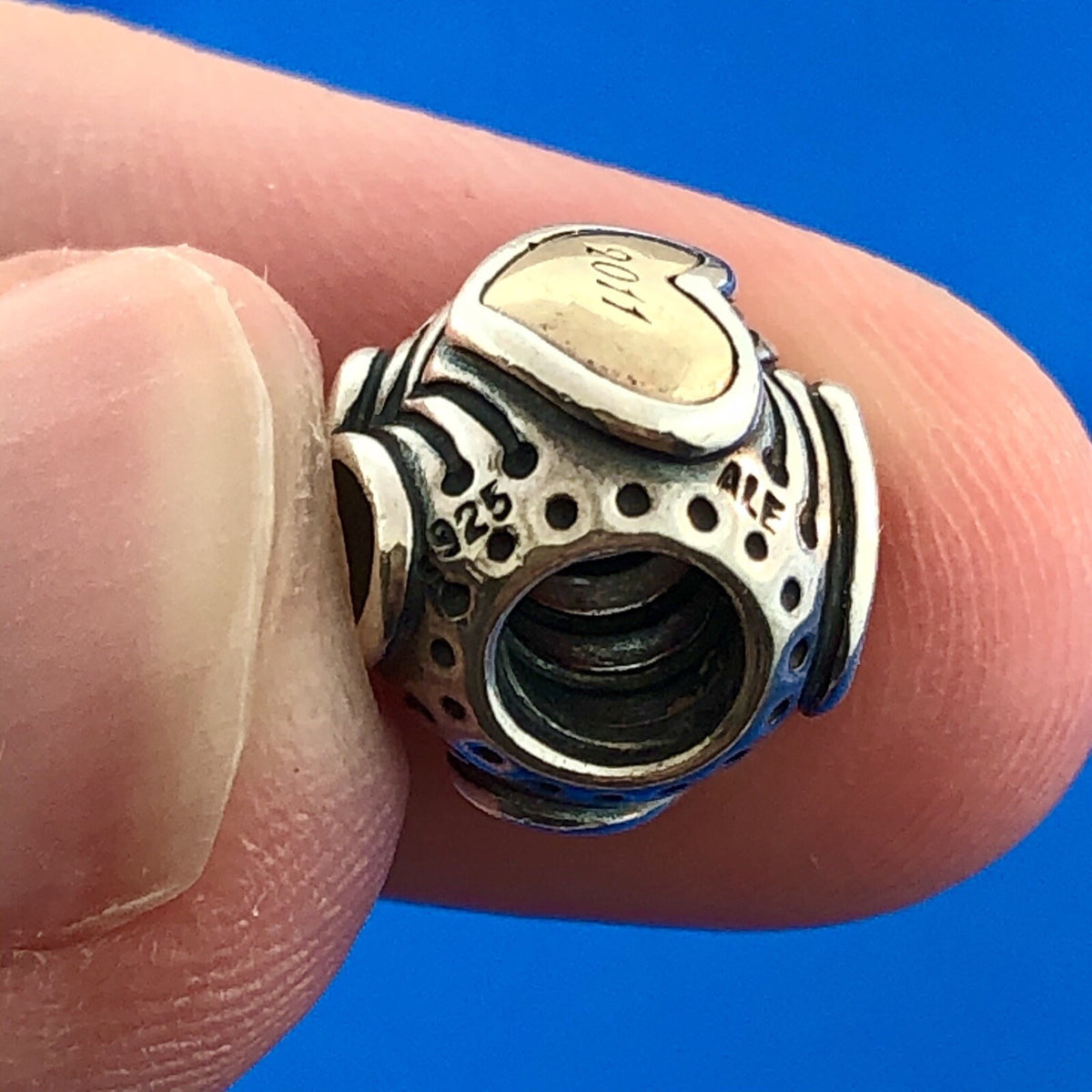 PANDORA Sterling Silver 14K Gold 2011 Limited Edition Midnight Heart Bead Charm