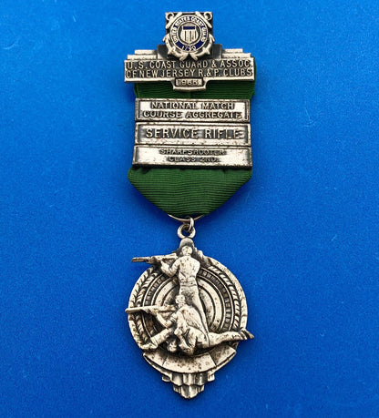1965 US Coast Guard New Jersey R & P Clubs Sharpshooter Award Ribbon & Medal