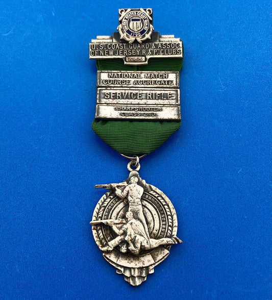 1965 US Coast Guard New Jersey R & P Clubs Sharpshooter Award Ribbon & Medal
