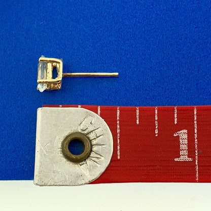 Designer 14K Yellow Gold Oval Aquamarine March Occasion Sweetheart Stud Earrings