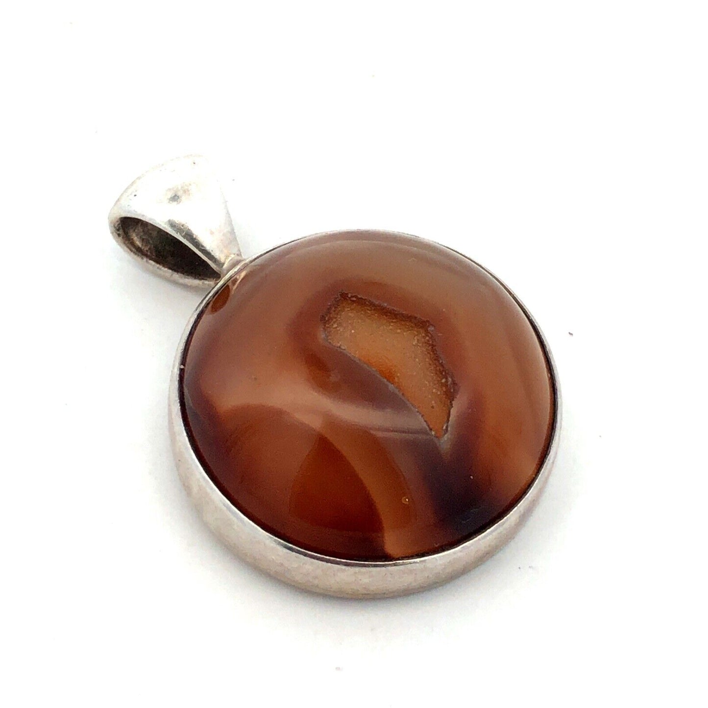 Designer DeCorte 925 Sterling Silver Brown Agate Druzy Protection Amulet Pendant