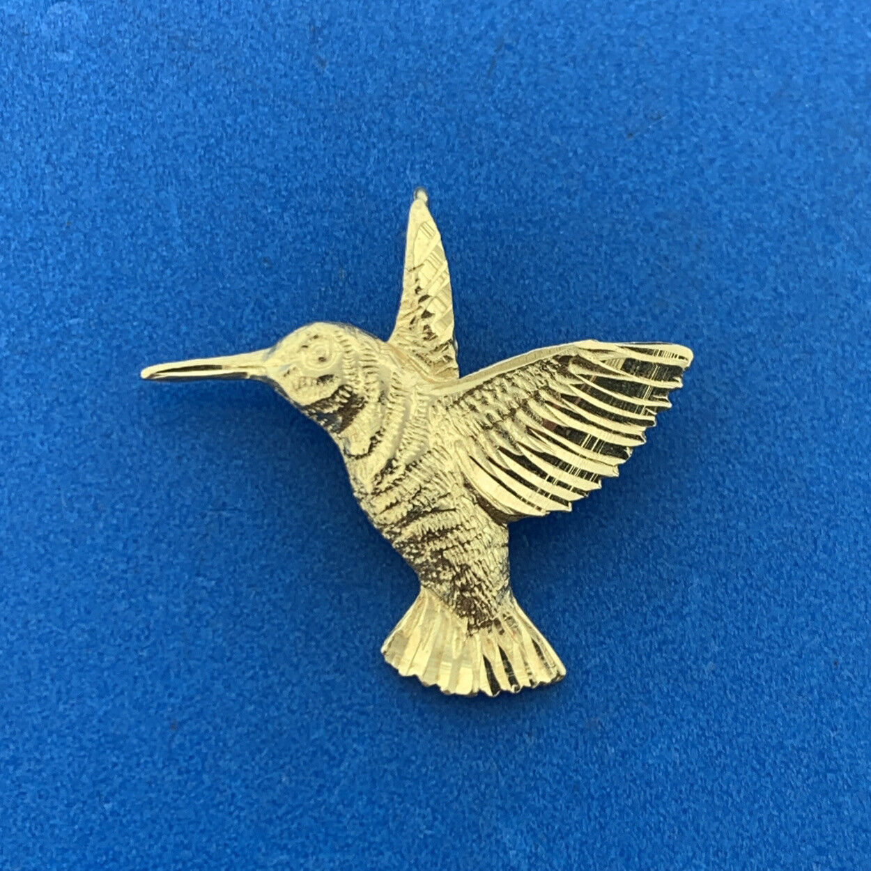 Designer 14K Yellow Gold Hummingbird Charm Drop Pendant