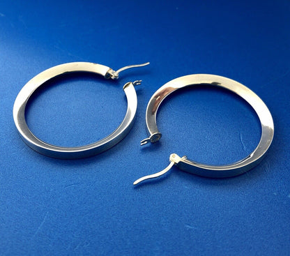 Designer AK Turkey Sterling Silver 925 Polished 3D Statement Hoop Earrings