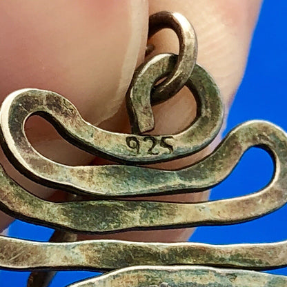 Retro Modernist Sterling Silver 925 Free Form Crop Circle Drop Dangle Earrings