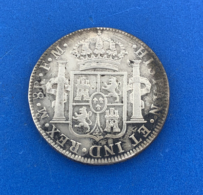 1789 Mo Mexico City 8 Reales F.M. Carolus IV DEI Gratia .903 Chop Marks Coin