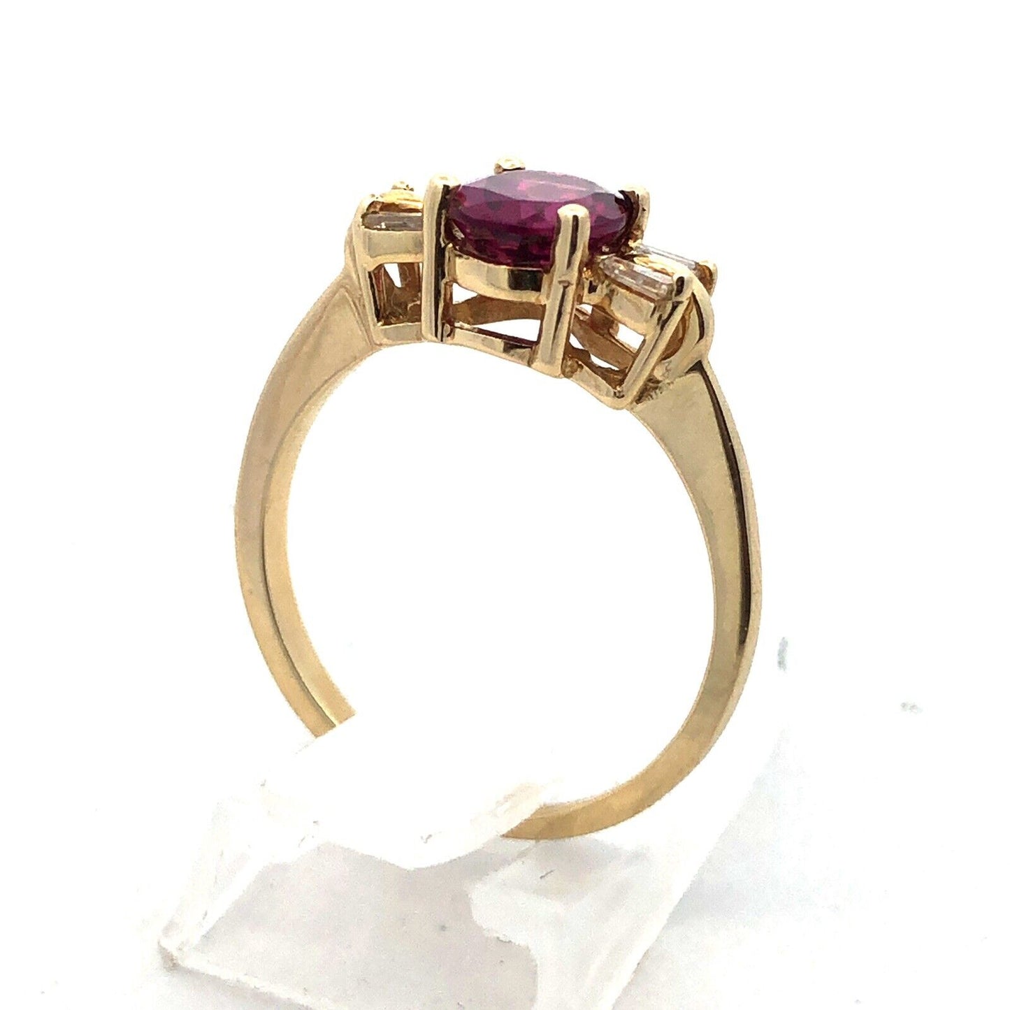 Designer SBT 14K Yellow Gold Oval Pink Tourmaline Diamond Accent Cocktail Ring