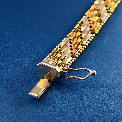 Sterling Silver 925 Diamond Two Tone Textured Weave Link V Necklace