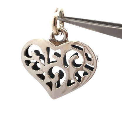 925 Sterling Silver Cut Out 3D Modernist Heart Pendant
