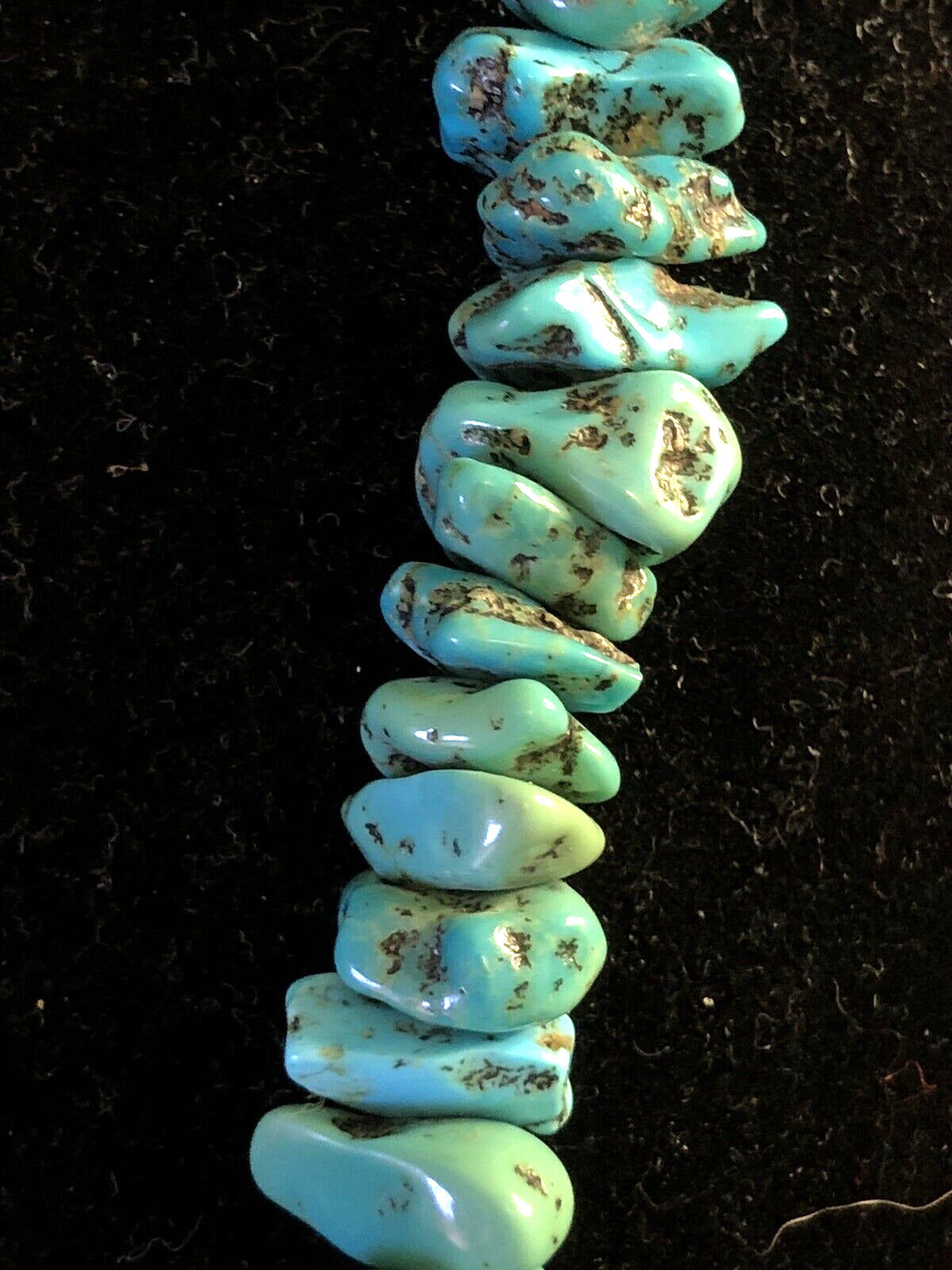 Vintage Silver Tone Irregular Graduated Turquoise Beaded Statement Necklace