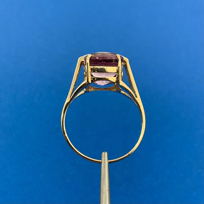 Designer THL 10K Yellow Gold Amethyst Citrine Diamond Accent Statement Ring