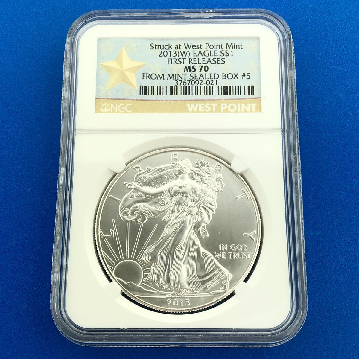 2013 W Silver Eagle 999 Fine Silver NGC MS 70 West Point Label Early Release