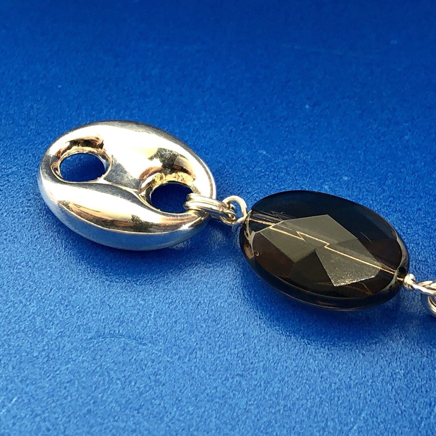 Designer Italy Sterling Silver 925 Smoky Quartz Topaz Modernist Dangle Earrings