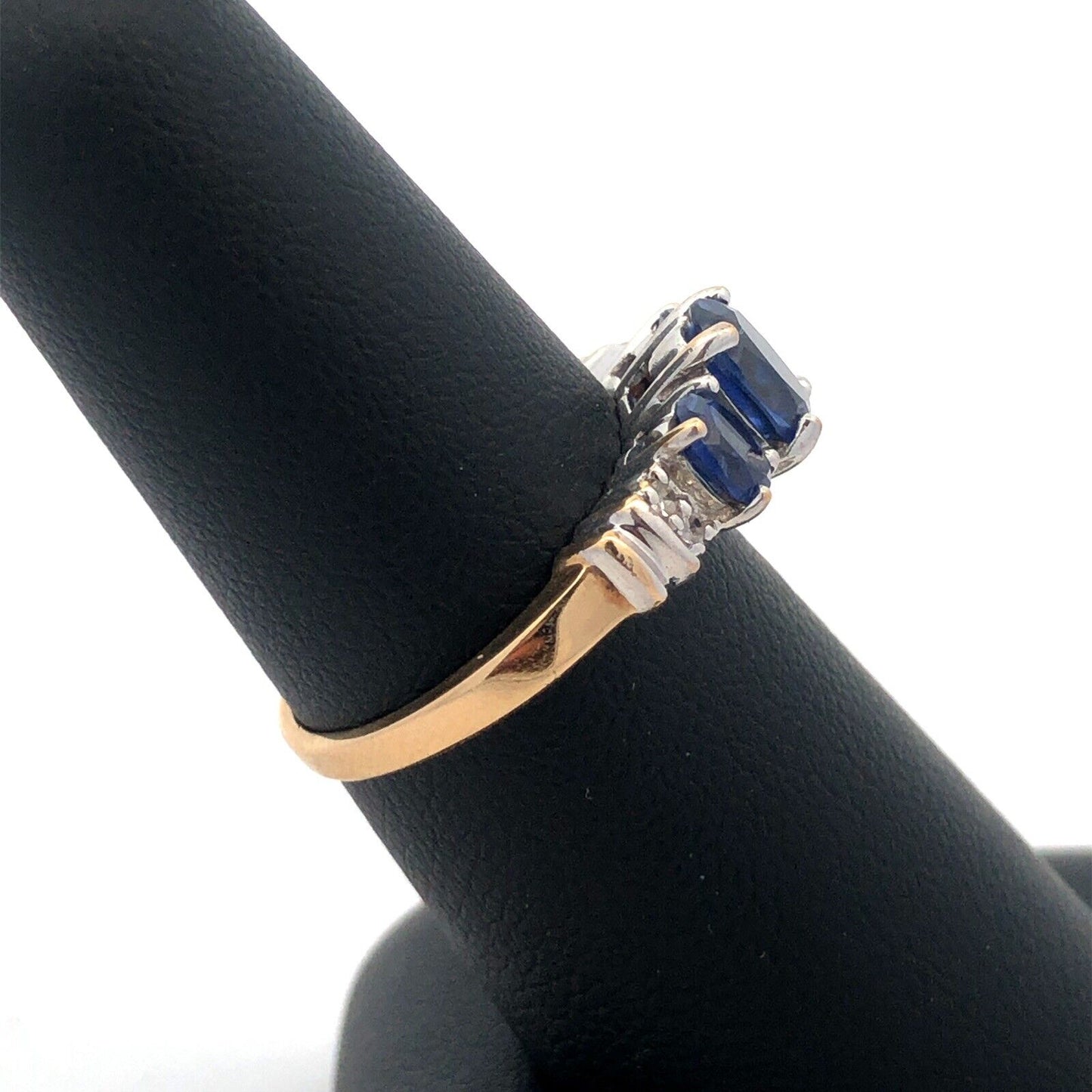 Designer JML 10K Yellow Gold Oval Tanzanite Trio Diamond Engagement Promise Ring