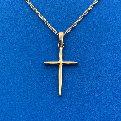 Designer 14K Yellow Gold Simplistic Modernist Cross Religious Necklace