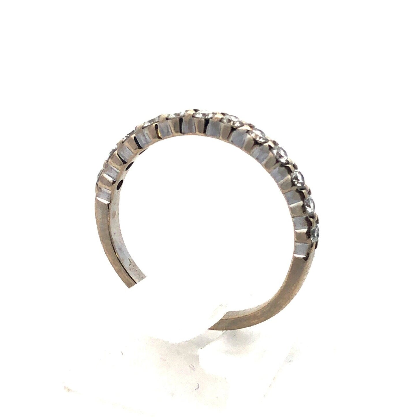 Designer 14K White Gold Round Diamond Stackable Wedding Band Ring