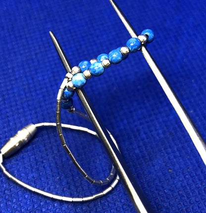 Lapis Lazuli 925 Sterling Silver Beaded Liquid Silver Tennis Bracelet