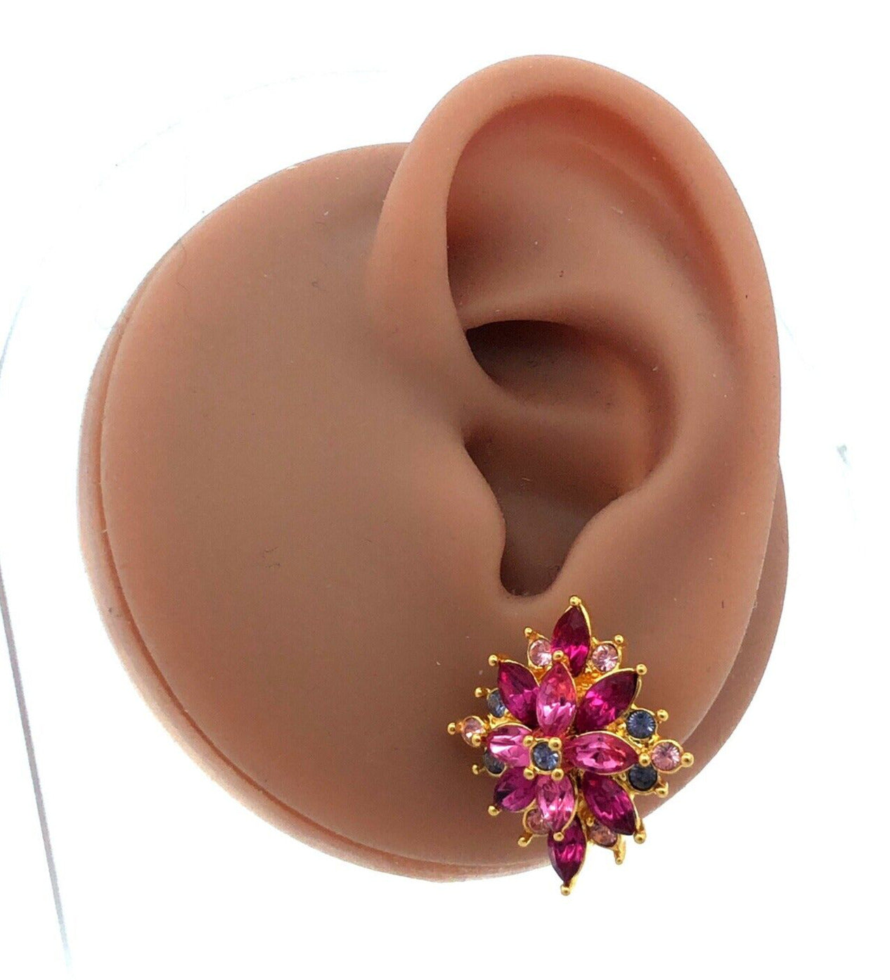 Joan Rivers Gold Tone Pink Purple Cubic Zirconia CZ Bracelet Earring 3 Pc Set
