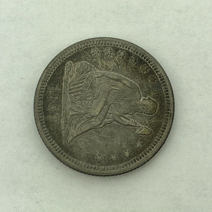 1857 P Silver Seated Quarter Dollar No Motto Philadelphia Mint Coin Extra Fine