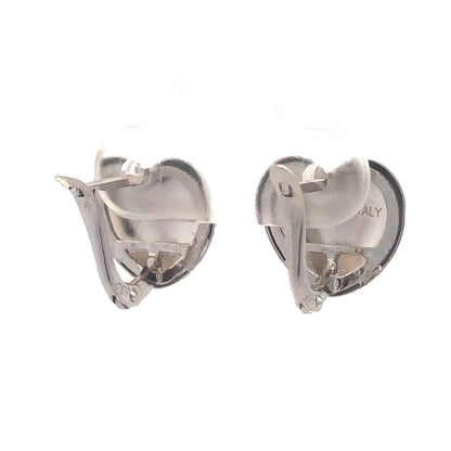Designer Milor Italy 14K White Gold Textured Heart Stud Earrings