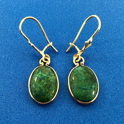 Vintage 14K Yellow Gold Maw Maw Sit Sit Oval Drop Dangle Hook Earrings