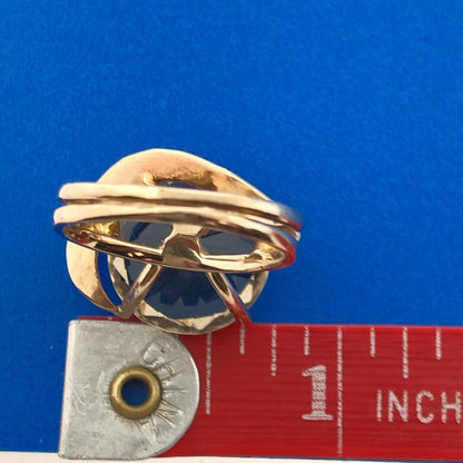 Gorgeous 14k Yellow Gold Large Smoky Quartz Free Form Statement Ring Size 7.25