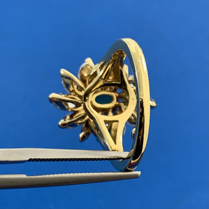 Vintage 18K Yellow Gold Topaz with Diamond Accented Statement Cocktail Ring